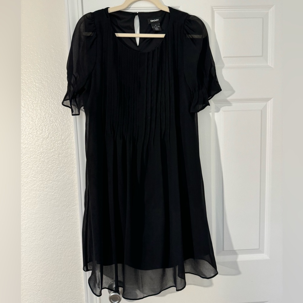 DKNY pleated black dress